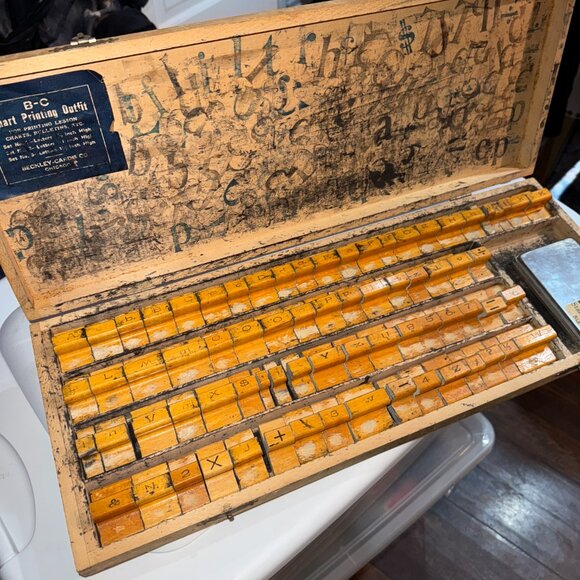 Vintage Wooden Letter & Number Stamp Set | Stamprints Vtg BECKLEY CARDY CO Wood Stamp Letter Numbers Symbols Print Press Kit Set Gift